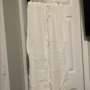 White cotton gauze palazzo pants